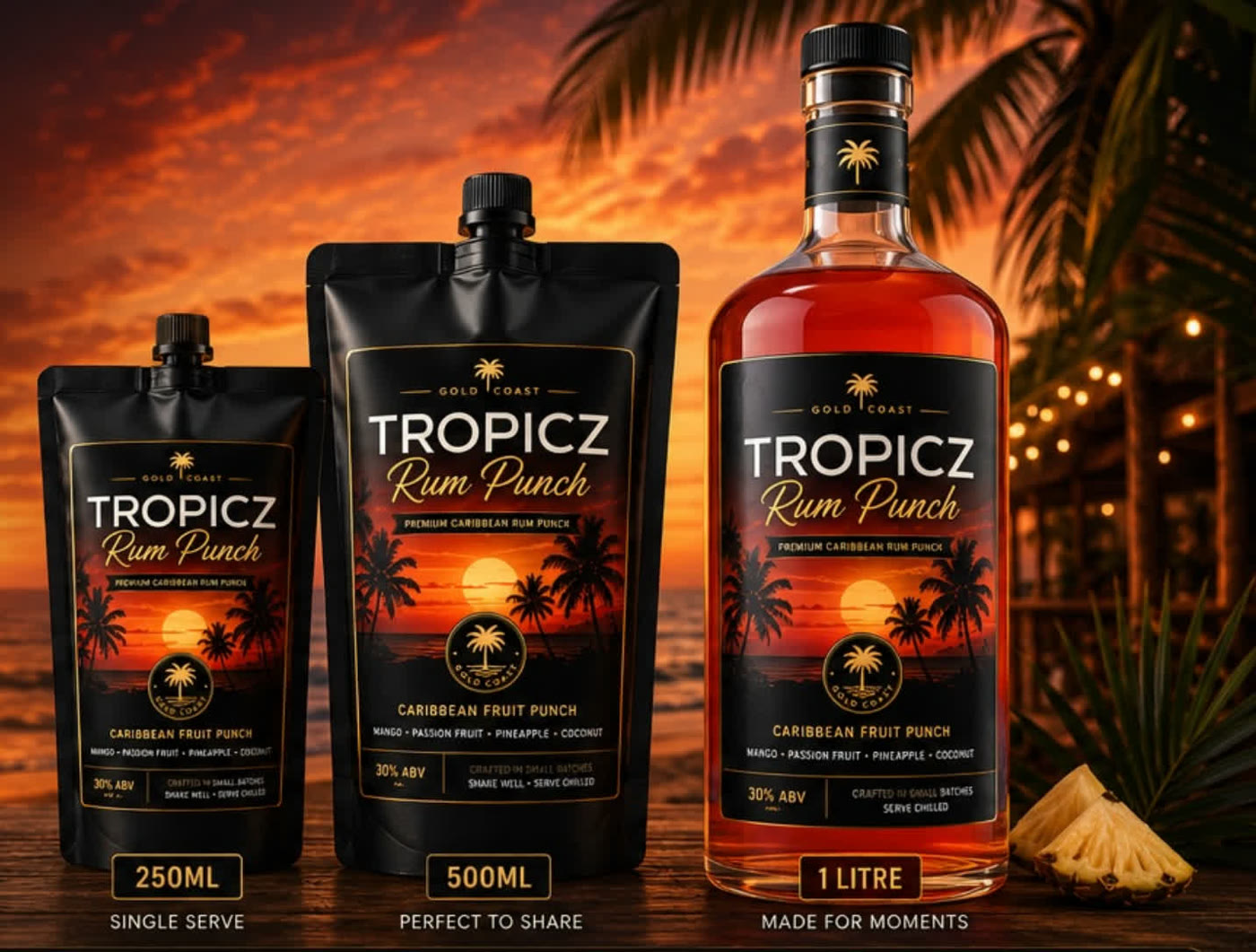 Tropicz Rum Punch in 250ml, 500ml and 1 litre sizes